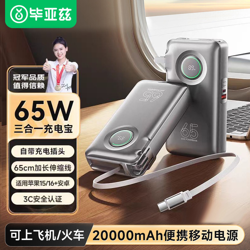 Biaze Power Bank with Plug Cable 3-in-1 10000mAh Large Capacity Fast Charge 2025 New