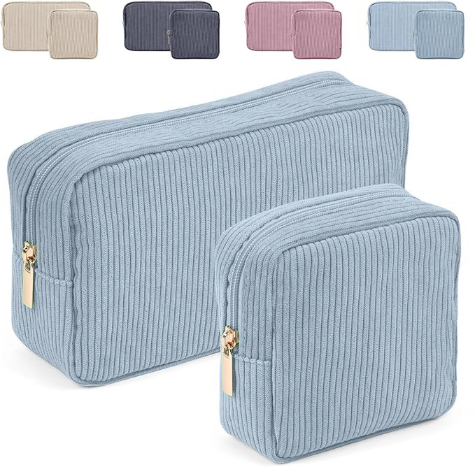 Corduroy Cosmetic Bag Two-Piece Set Large Capacity 2024 Handheld Toiletry Bag Corduroy Multifunctional Small Square Bag for Women