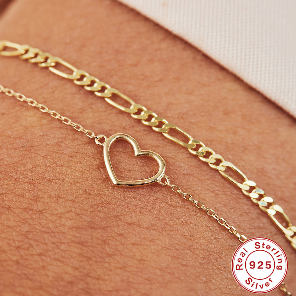 S925 sterling silver single diamond heart bracelet women's diamond-set accessories niche bracelet
