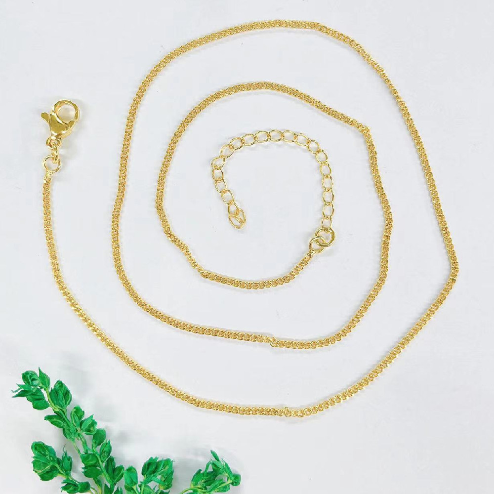 Copper plated real gold women's necklace water ripple chain side chain box chain O chain bead chain star chain live selling