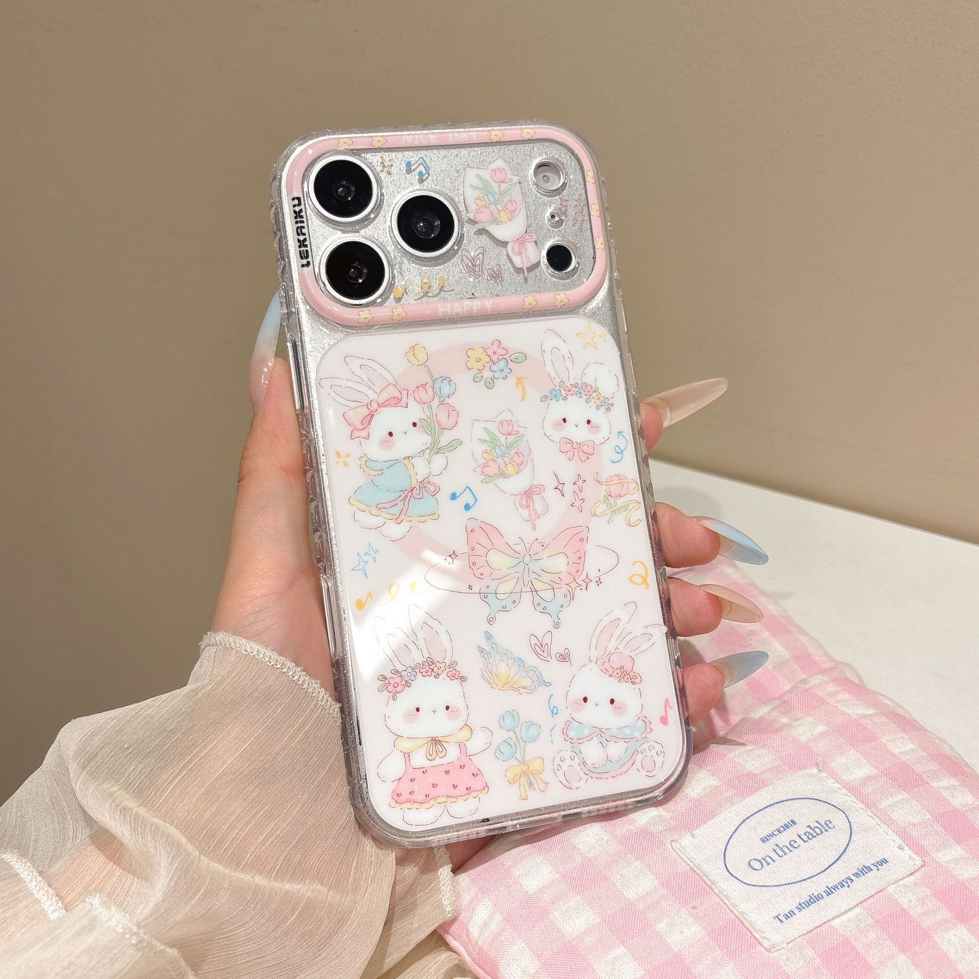 For iPhone 17 Pro Max Cartoon Graffiti AI Magnetic Phone Case Apple 16 Tulip Four-Leaf Clover Floral