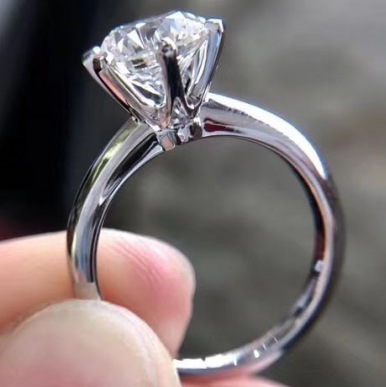 JZ017 Six-claw simulated diamond women's ring 50 points platinum color wedding 1 carat 2 carat 3 carat cubic zirconia ring