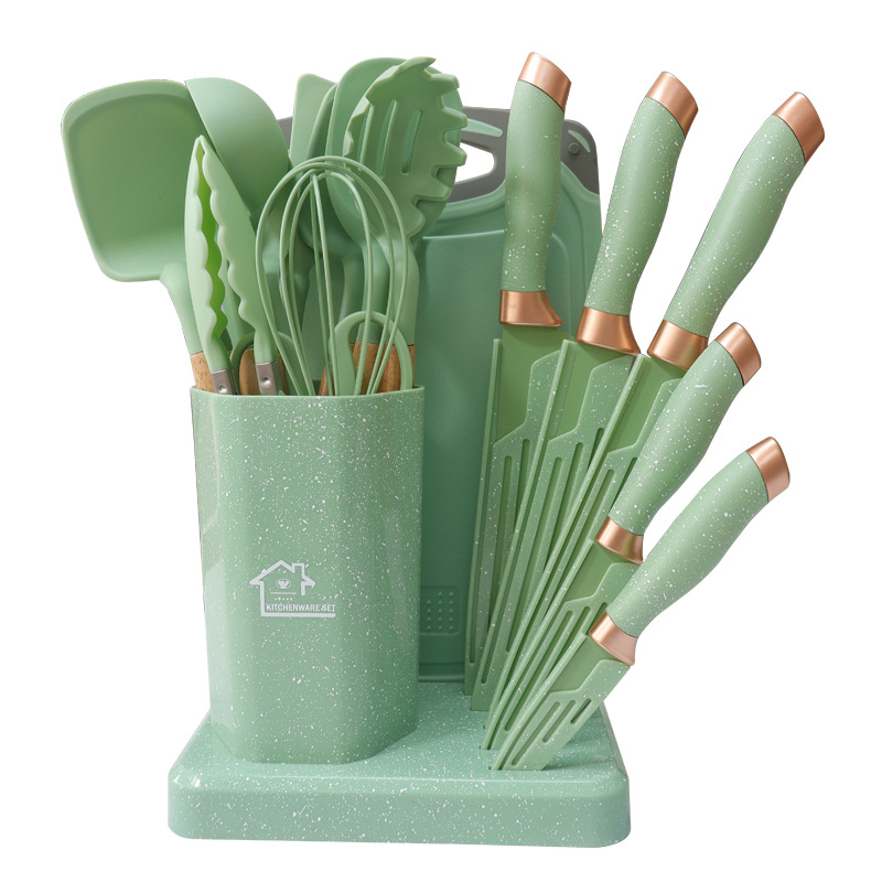 Silicone Kitchenware Spatula and Soup Spoon 19-Piece Set Non-Stick Silicone Spatula Food Grade Silicone Kitchenware Knife Set