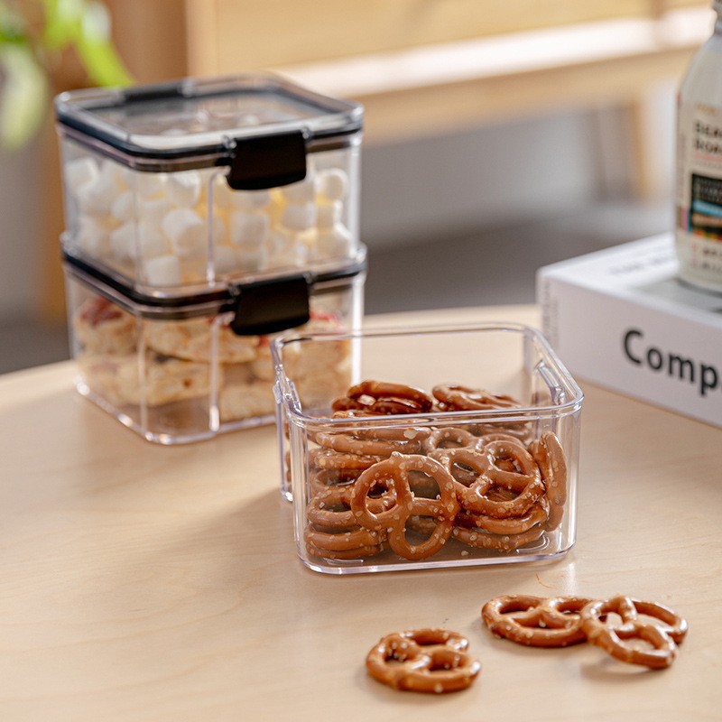 Kitchen food-grade sealed jar transparent square spice storage jar nuts grains storage box plastic box