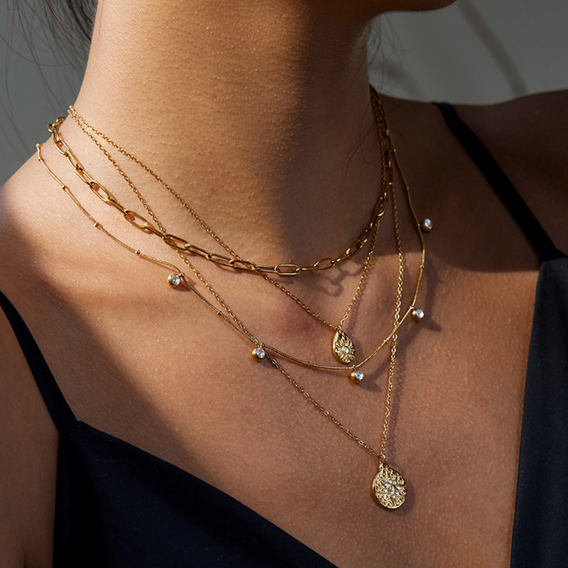 Jieding stainless steel rhinestone star pendant necklace collarbone chain titanium steel accessories