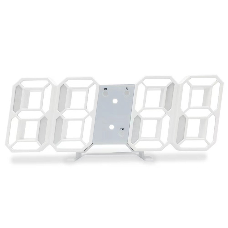 Wall Clock 3D Digital Clock Tech Desktop LED Night Light Alarm Clock Electronic Wall Clock Living Room