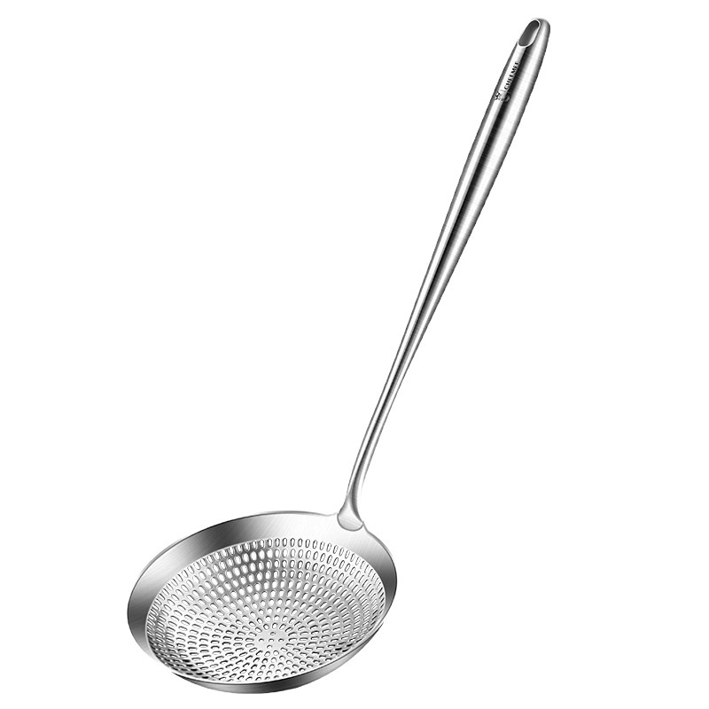 316 stainless steel large strainer, thickened large colander, extended handle for noodle and dumpling scoop, deep-fry filter scoop