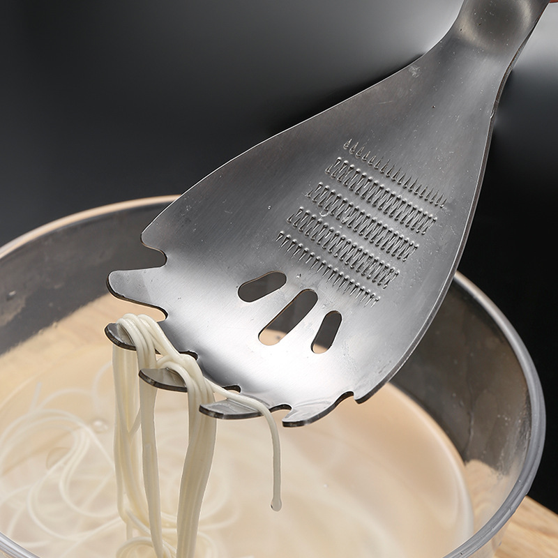 430 stainless steel multifunctional noodle strainer cooking spoon ginger grinding spoon 304 multifunctional potato masher egg white separator