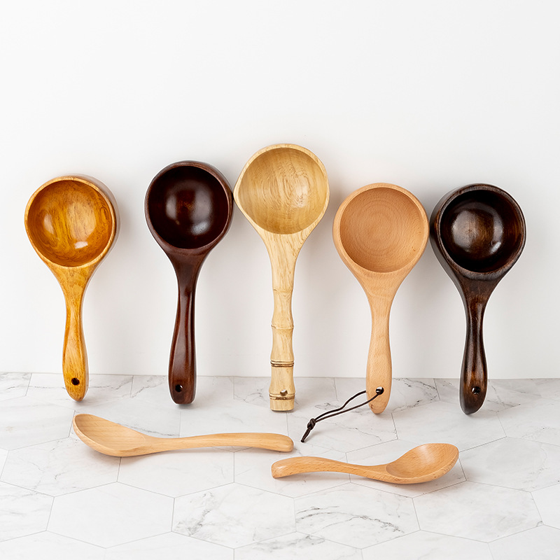 Rice Noodle Spoon Rice Noodle Pickle Scoop Whole Wood Large Water Scoop Wooden Scoop Home Rice Scoop Logo