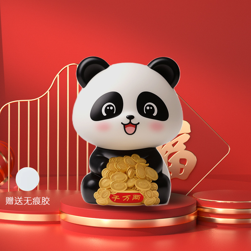 Solar Lucky Panda Ornament Cute Nodding Solar-Powered Small Ornament Fortune Lucky Small Ornament