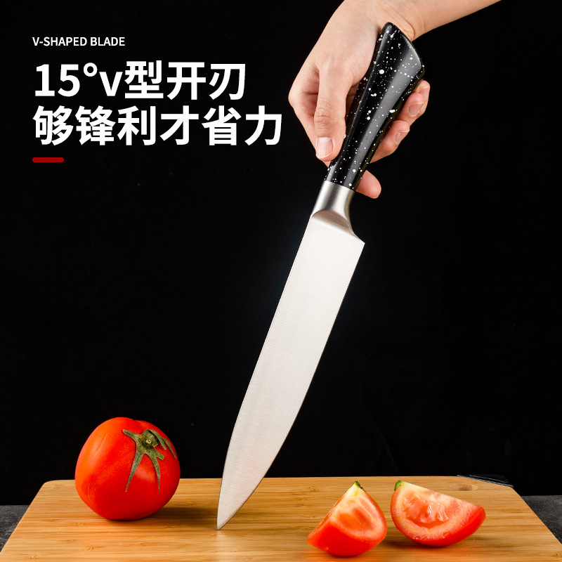 Hollow handle knife set wooden base combination kitchen knife fruit knife peeler scraper household folding multifunctional