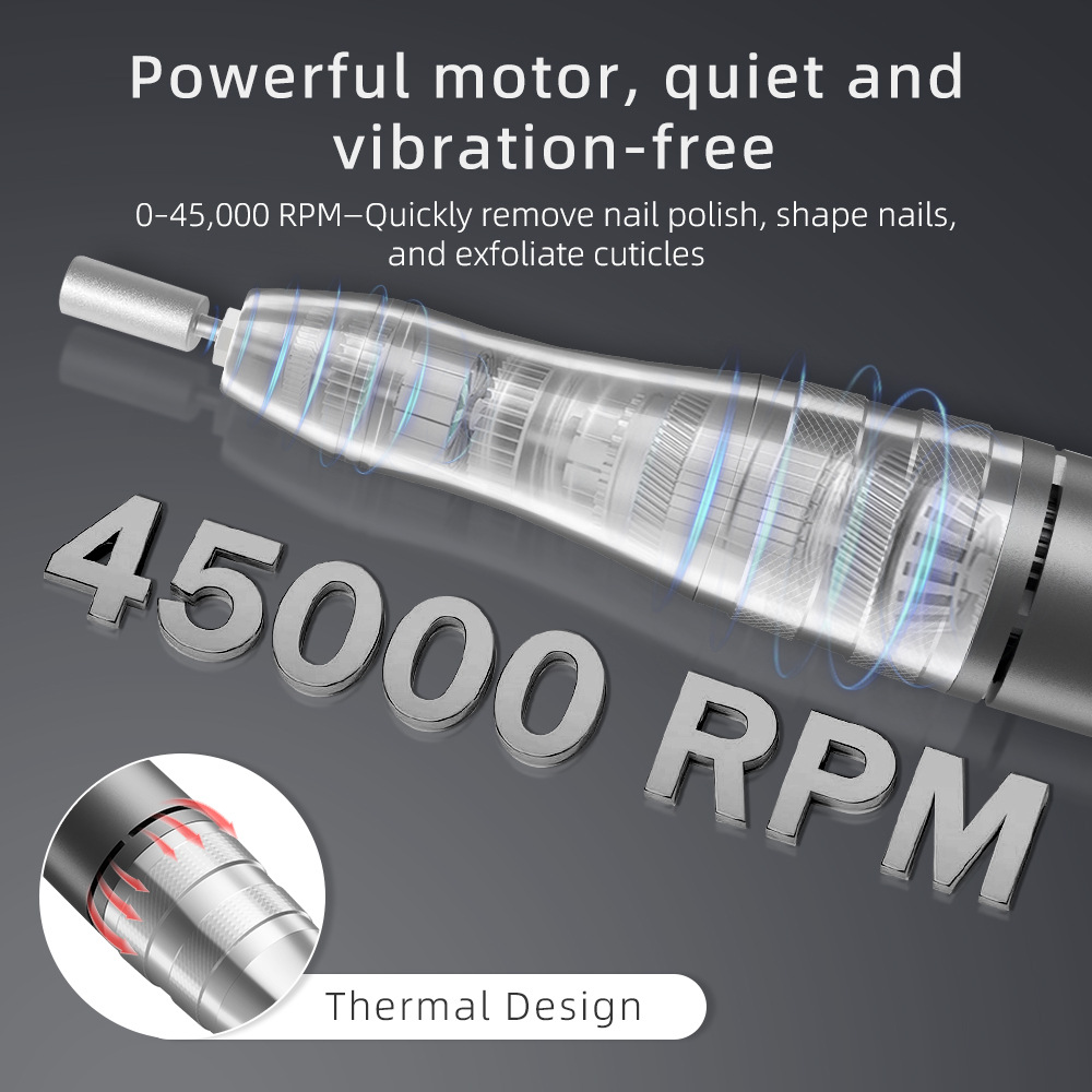 Nail Drill and Manicure Machine, 45000 RPM Professional Electric Nail File for Removing Dead Skin
