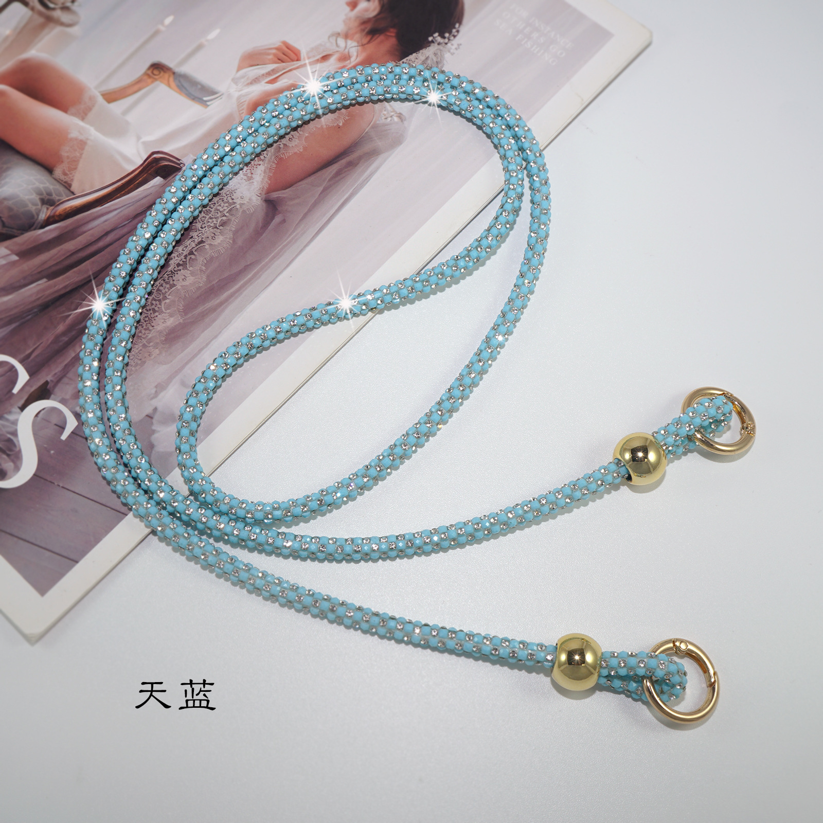 Beaded Full Diamond Phone Lanyard Long Colorful Crossbody Chain Bag Rhinestone Shoulder Strap Luxury for Women