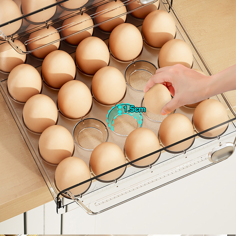 Egg Storage Box Kitchen Refrigerator Egg Box Plastic Transparent Multi-Specification Double-Layer Drawer Type Egg Box