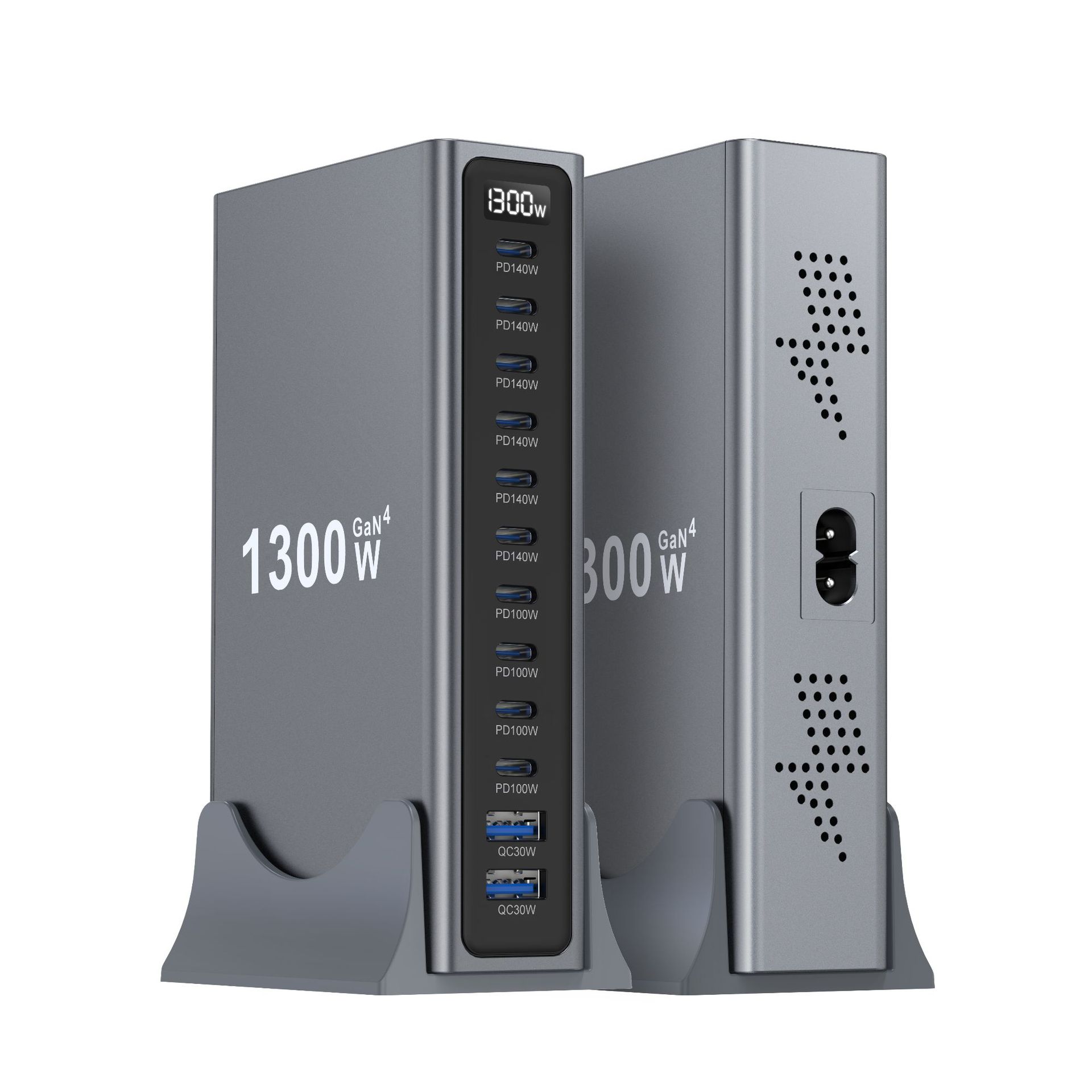 New 1300W High Power Charging Station GaN Charger Fast Charging Desktop High Power Charging Station Multi-Port