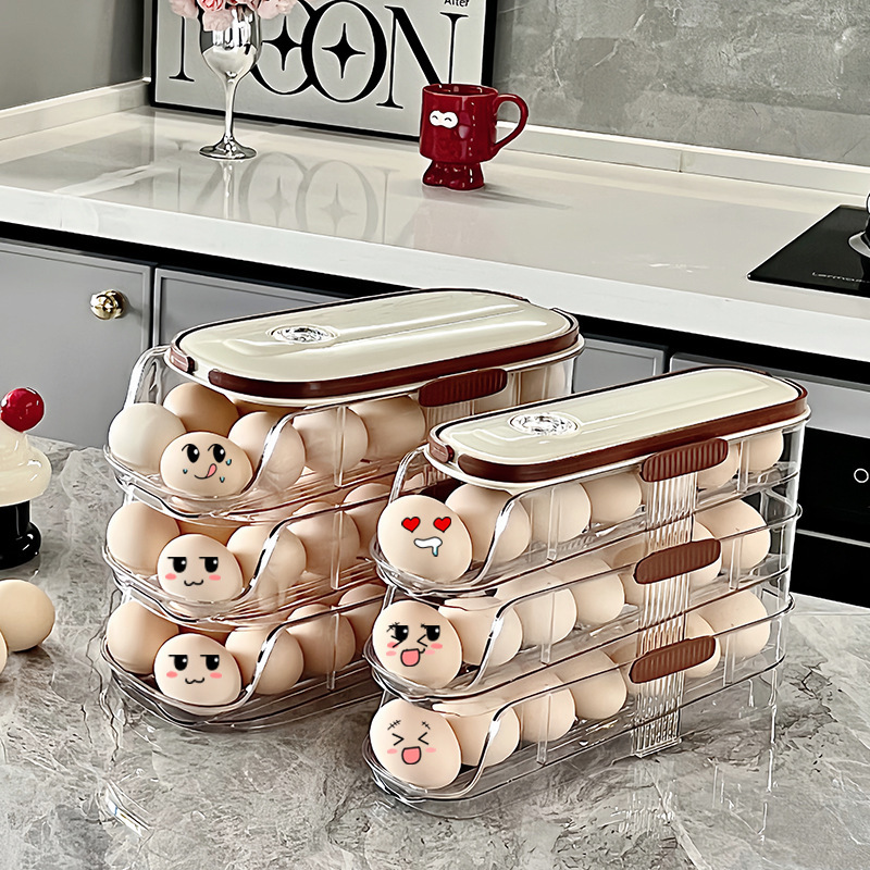 Egg Storage Box Side Door Storage Refrigerator Special Food Grade Rolling Egg Rack Fresh-Keeping Shelf Tray
