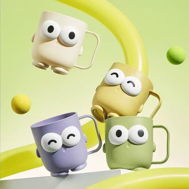 Cartoon big eye cup children's water cup household cute mug expression cup breakfast cup