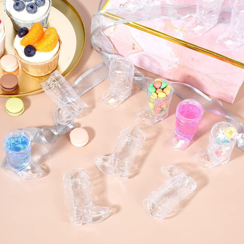 Cowboy boot plastic shot glass western cowboy theme party drink transparent small shot glass bachelor party supplies