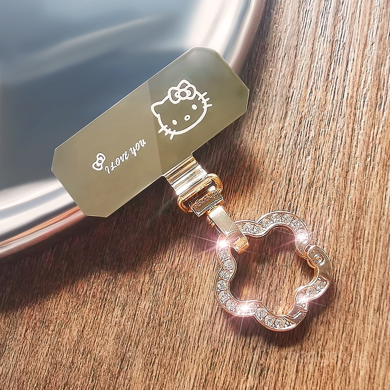 Cute cat rotating buckle metal gasket phone strap clip piece thin not top shell does not affect charging bracelet bead chain