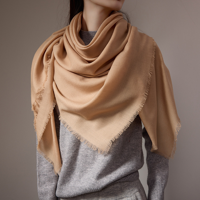 Inner Mongolia direct purchase 80s Australian wool scarf plain color shawl solid color cape two-in-one lightweight
