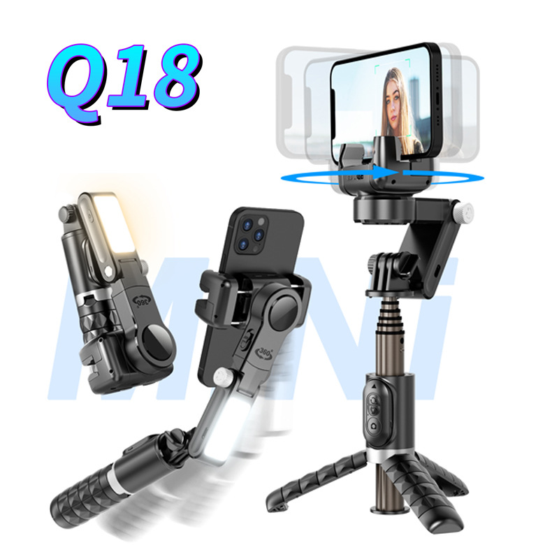 Q18 Phone Gimbal Stabilizer 3-Axis Selfie Stick Anti-Shake Desktop Tripod Lazy Live Streaming Phone Holder Tabletop