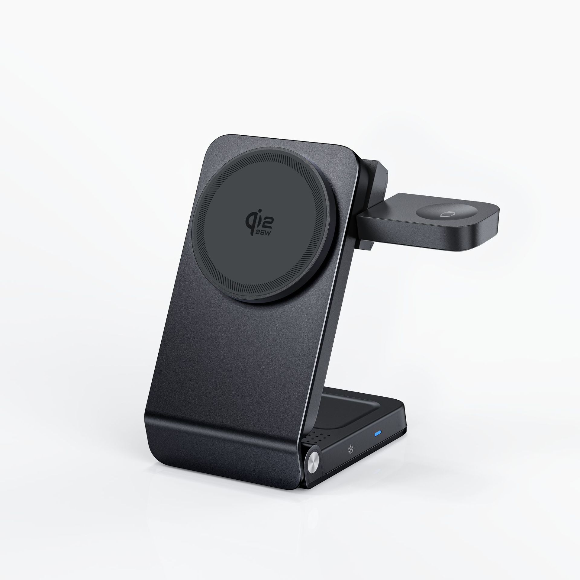 New QI2.2 Aluminum Alloy Foldable Desktop Magnetic Phone Holder Compatible with Apple 3-in-1 Wireless Charger