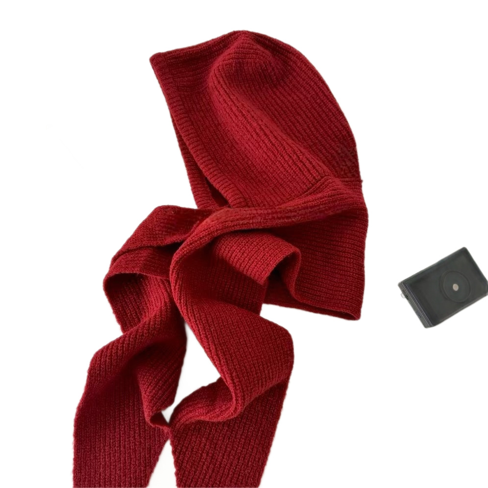 Export~Balaclava hat scarf integrated ear-protecting wool knitted wool hat women warm