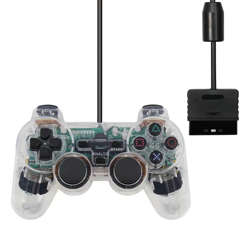 PS2 game controller snowflake buttons dual motor dual vibration transparent colorful P2 controller