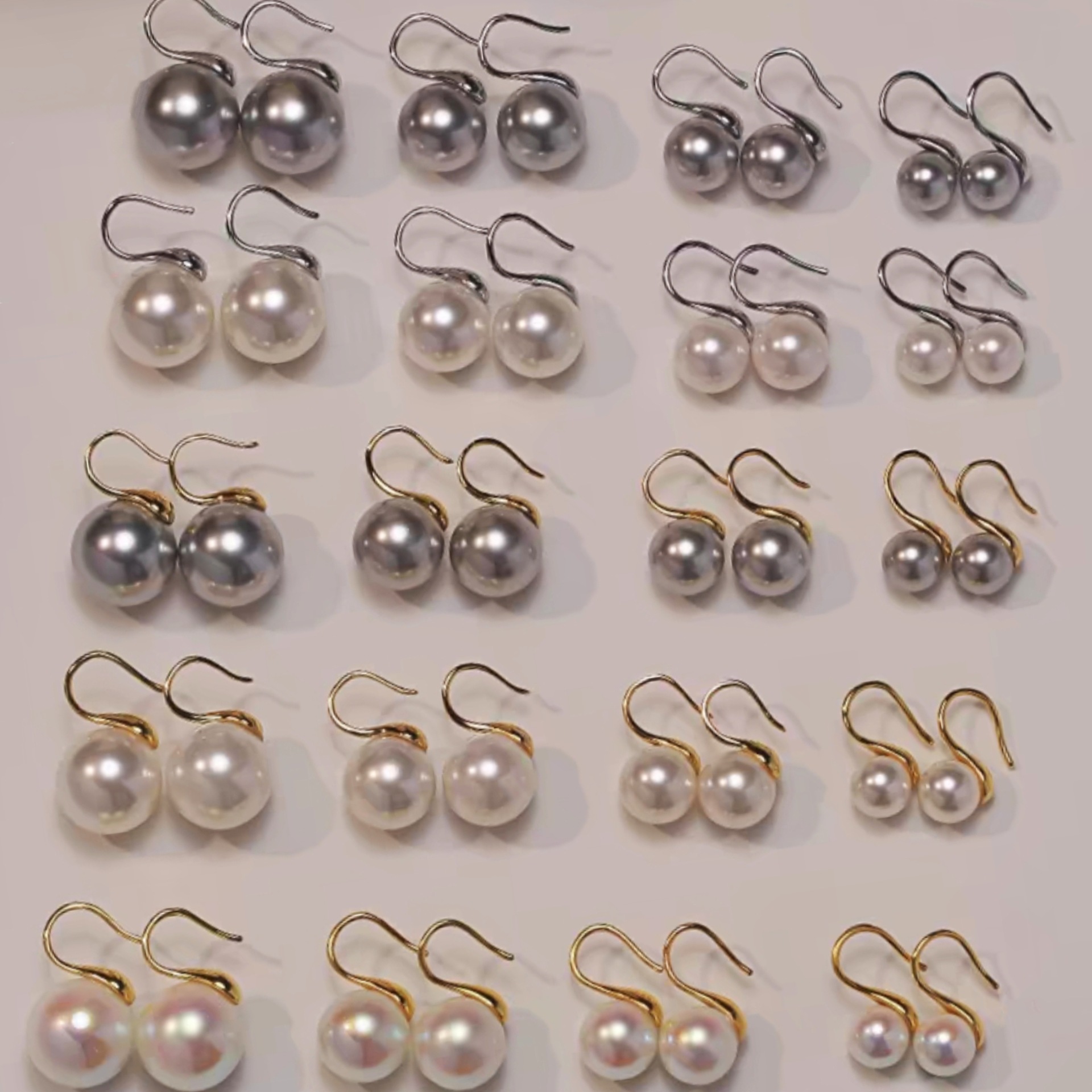 Natural mother-of-pearl pearl stud earrings 999 sterling silver 202 new round strong light pearl earrings for women