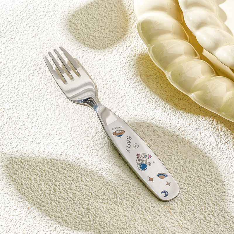 Color carved 304 stainless steel children's spoon kindergarten cartoon baby food spoon feeding spoon household