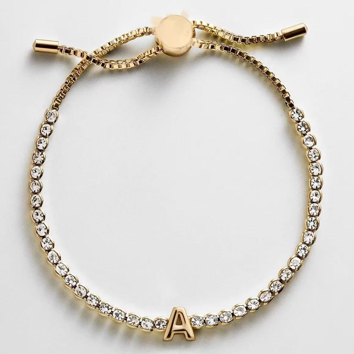 New 18K Gold Plated Letter Zirconia Bracelet DIY Fashion Hand Jewelry