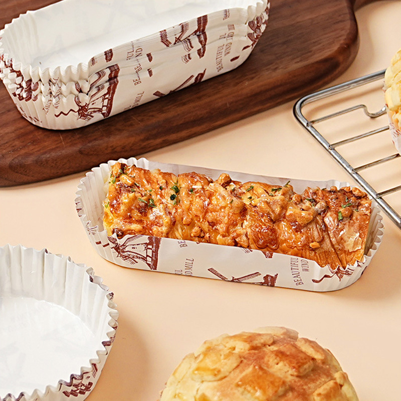 Bread paper cup high temperature resistant baking boat type thickened coating bottom tray hot dog pineapple bun oil-proof paper cup cake paper cup