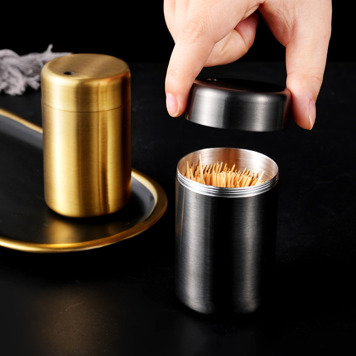 New Stainless Steel Home Toothpick Holder Restaurant Metal Toothpick Can Thickened Toothpick Tube