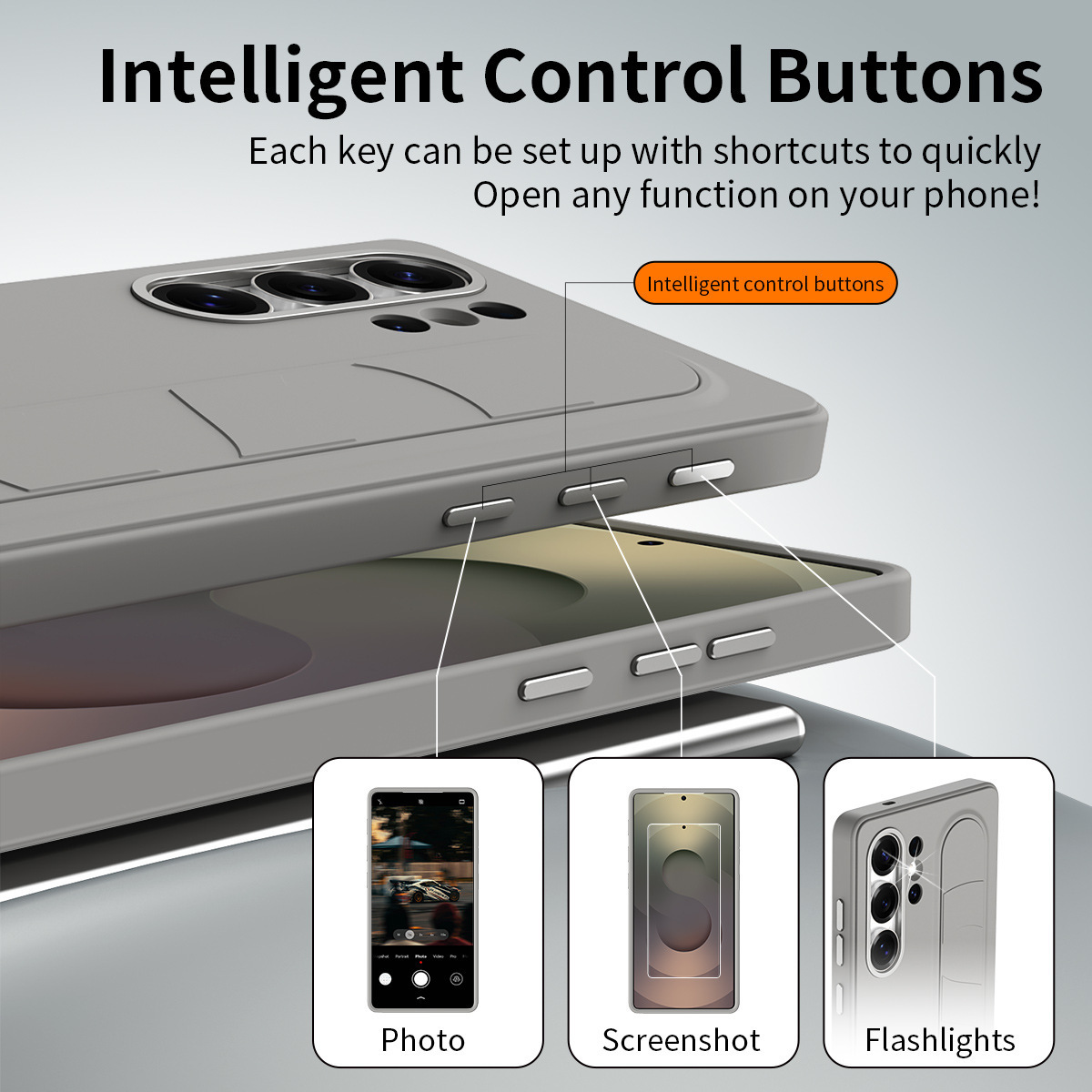 For Samsung S26Ultra Phone Case S25U Official Smart Button S24P Silicone Wrist Strap S23U Protective Case