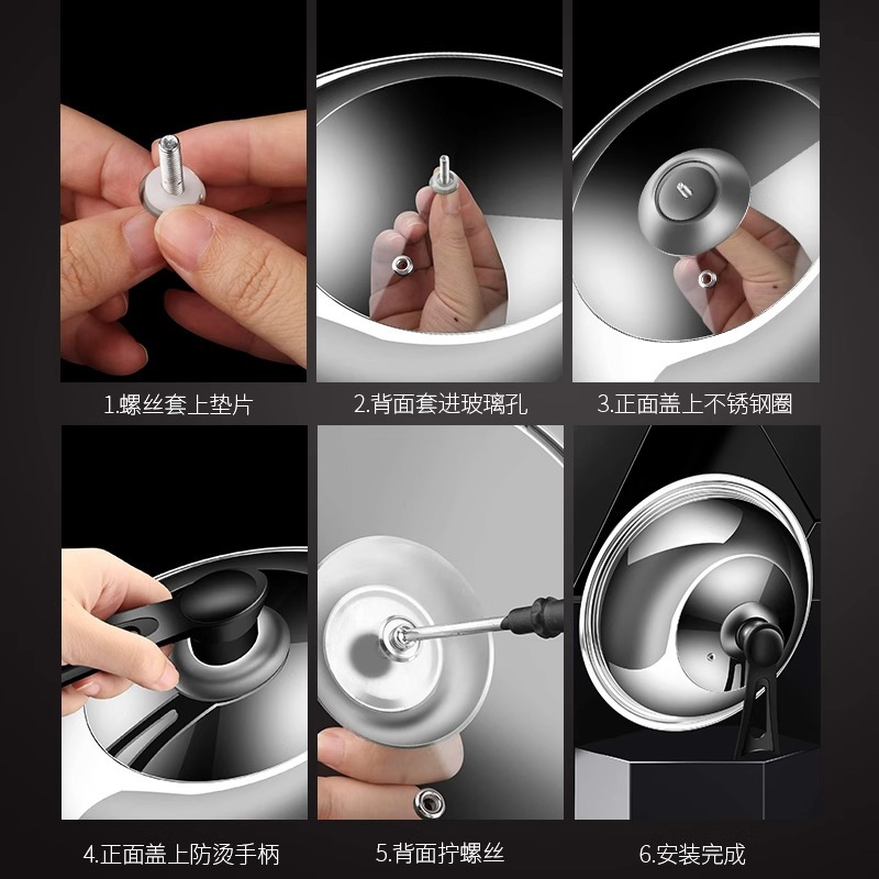 Stainless steel pot lid, standable, high-temperature resistant, for frying pans, universal 30-32-34-40cm iron pot lid