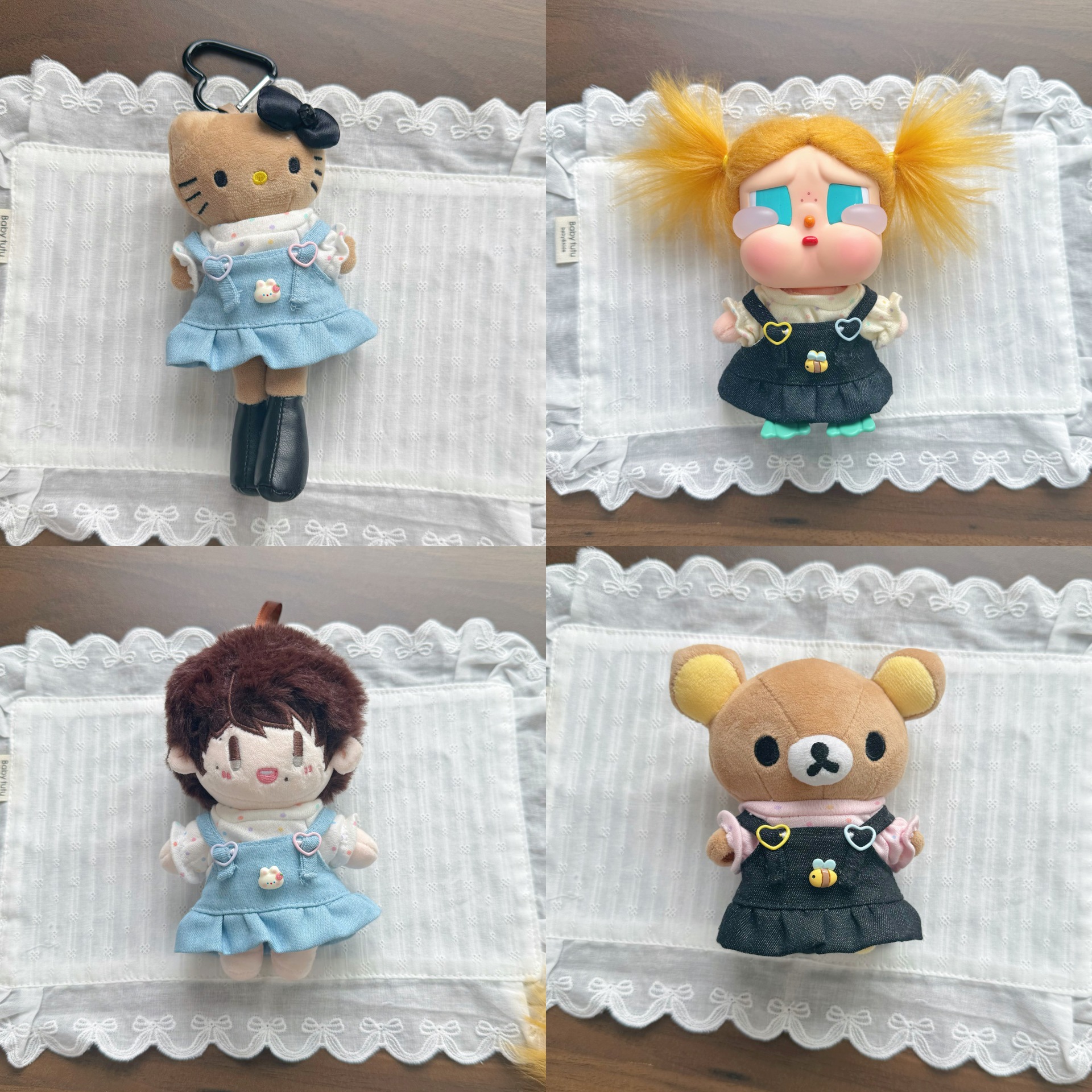 New Labubu doll clothes plush elastic polka dot T-shirt crying baby Nyota denim skirt doll replacement clothes