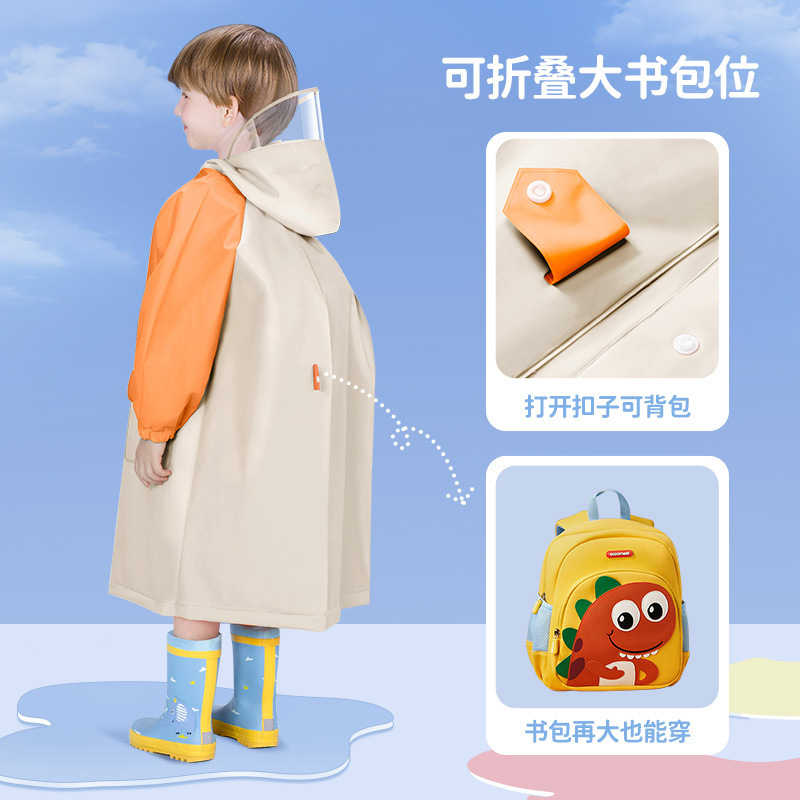 Children Raincoat School Style Kindergarten Big Kids Small Kids School with Backpack Position Full Body