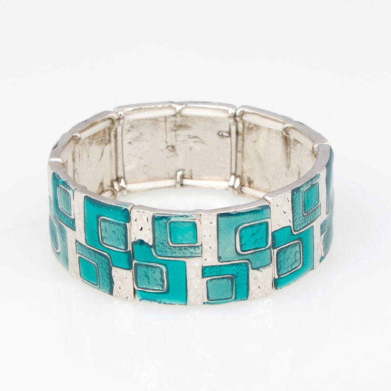 B2 Accessories Mixed Batch Square Oil Drop Bracelet Geometric Enamel Color Elastic Bracelet