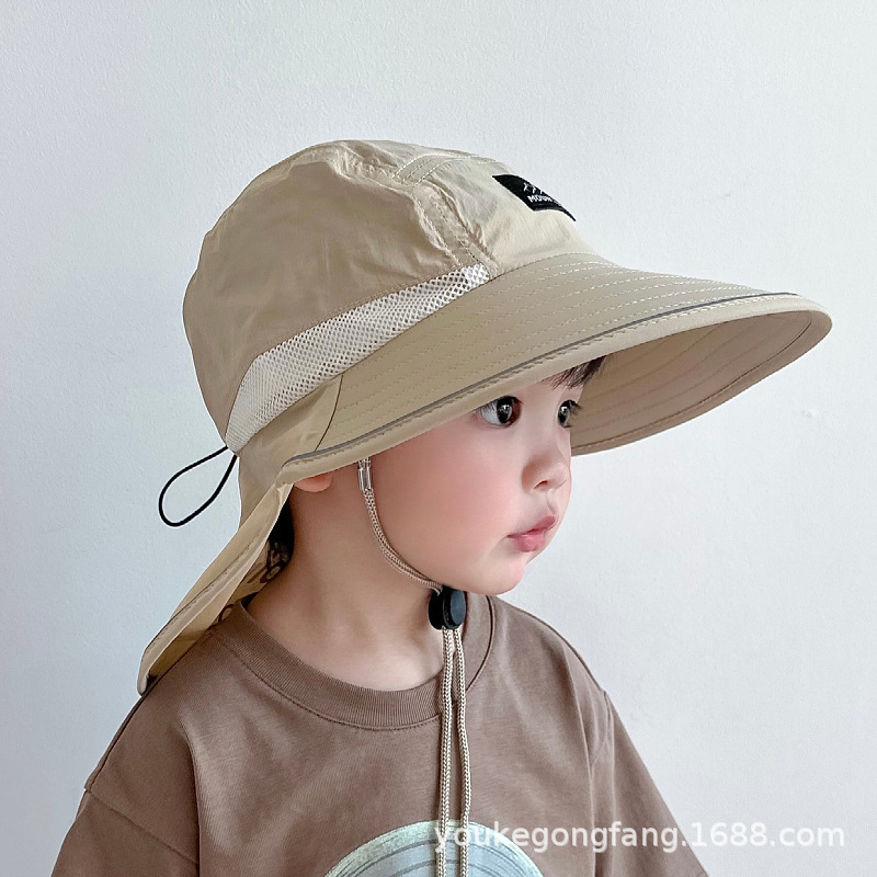 Spring New Children's Hat Girls Outdoor Quick Dry Sun Protection Sun Hat Baby Girl Wide Brim Hollow Top Sun Hat