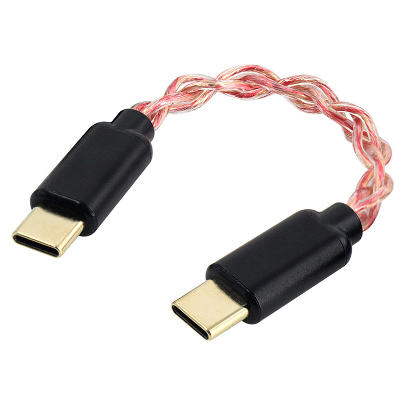 Earphone Type-C to Type-C audio adapter cable small tail OTG cable single crystal copper connection cable pure silver cable