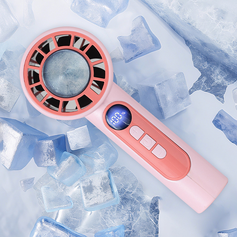 New Ice Compress Semiconductor Refrigeration Violent Turbine Handheld Fan Hundred Gears Long-lasting Small Fan