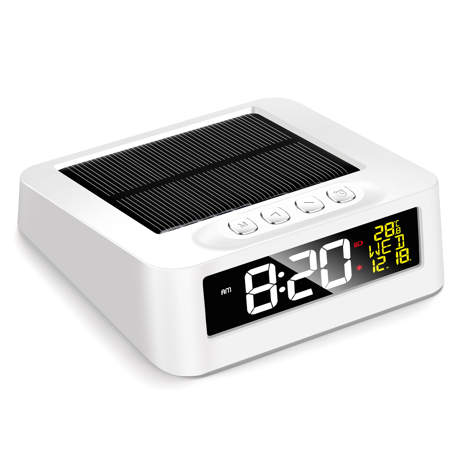 Solar Car Clock Fatigue Driving Reminder Anti-Doze Alarm Clock Thermometer Smart Night Light LED Electronic Clock