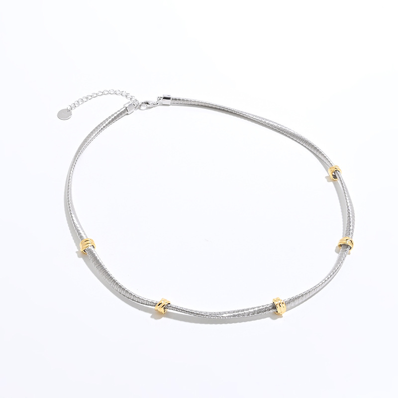 String Twisted Knot Bracelet Necklace Two-Tone Electroplated S925 Silver Exquisite Italian Import