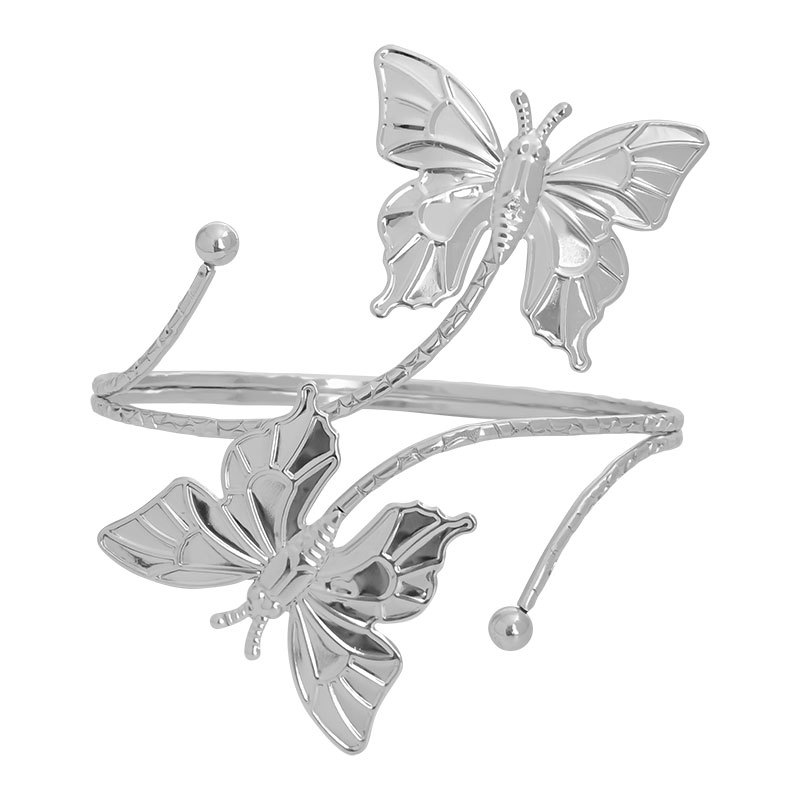 New butterfly bracelet exaggerated metal flower arm ring rhinestone open arm bracelet