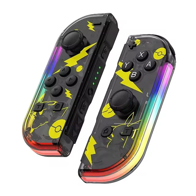 Switch Joy-Con Left and Right Controllers with Colorful RGB Lighting, Wake-Up Function, 5.2 Bluetooth, and Vibration Feedback