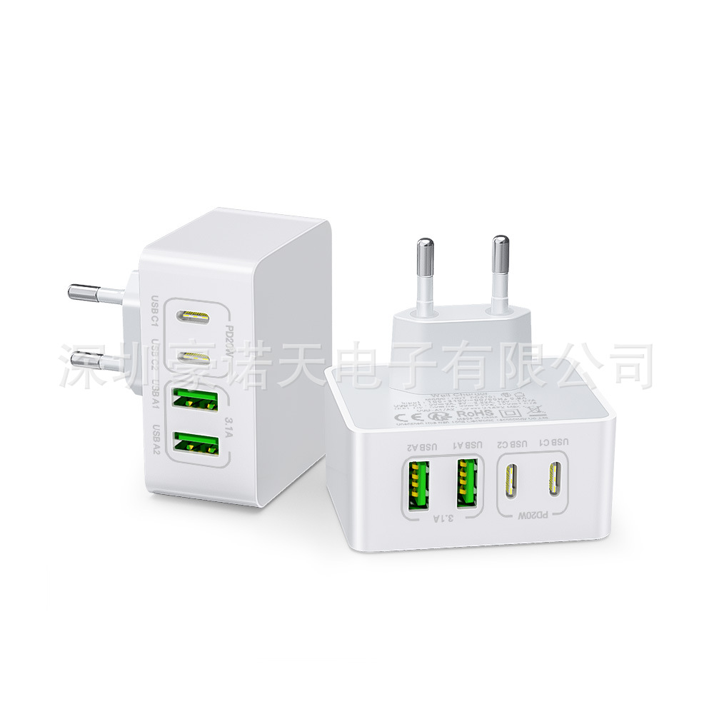 Support 40W US Apple Charger Multi-Port Charging for Apple Samsung Phones 2C+2A Charging Head