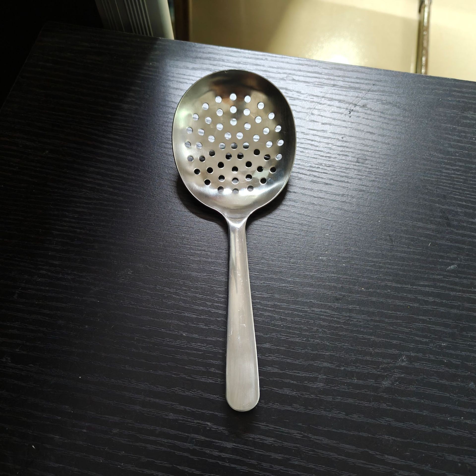 201 Stainless Steel Spoon Short Handle Large Round Spoon Kitchen Serving Spoon Household Soup Spoon Slotted Spoon Rice Spoon Large Head Soup Slotted Spoon