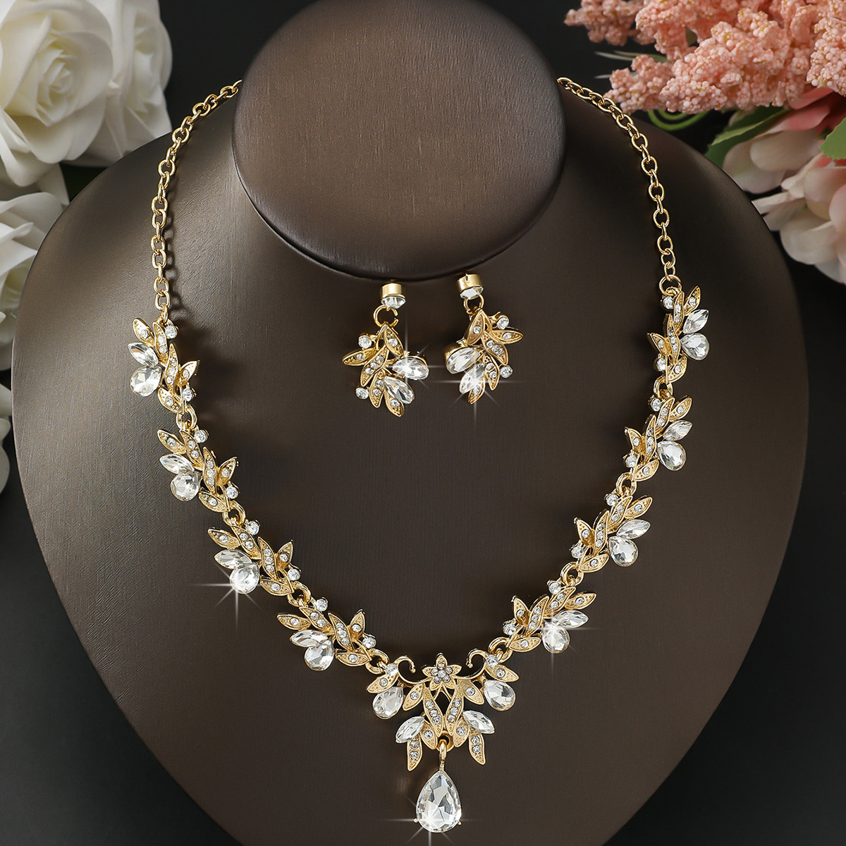 Jewelry Set Multicolor Necklace Earrings Two-Piece Wedding Banquet Accessories