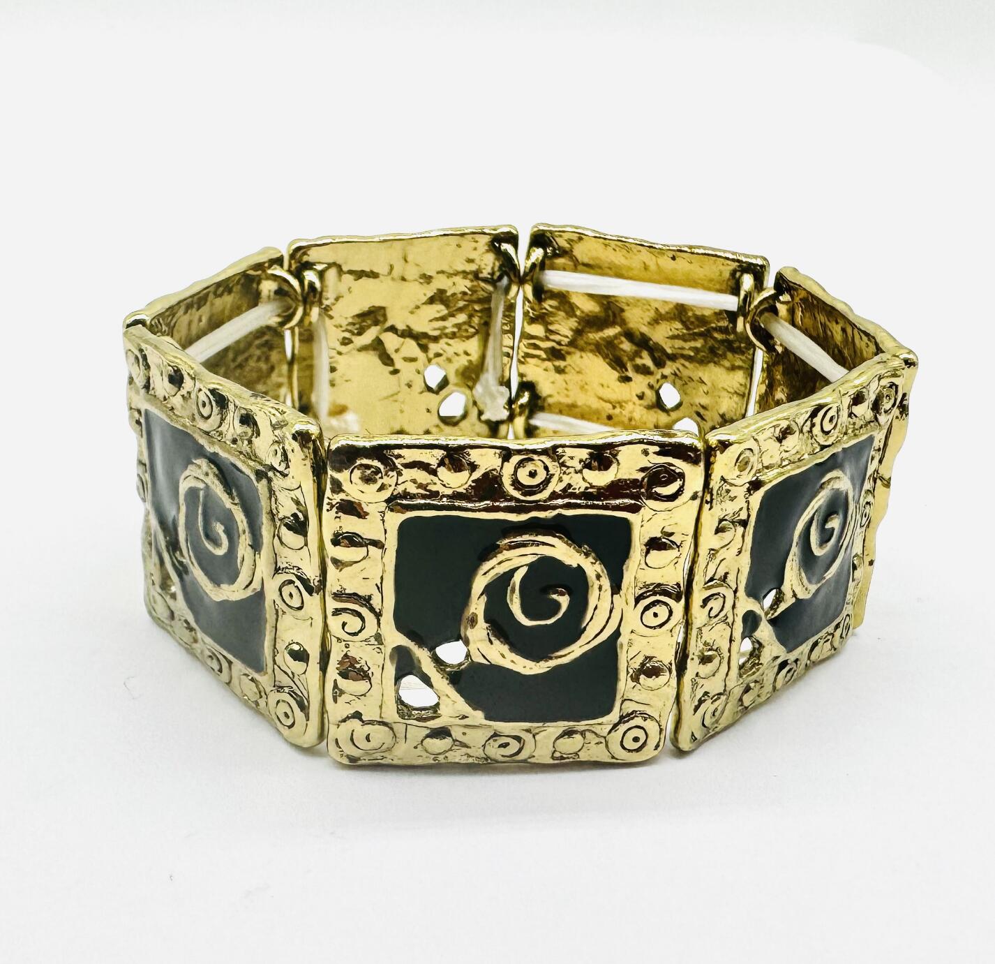 B94 Accessories Geometric Square Oil Drop Elastic Bracelet Gold Plated