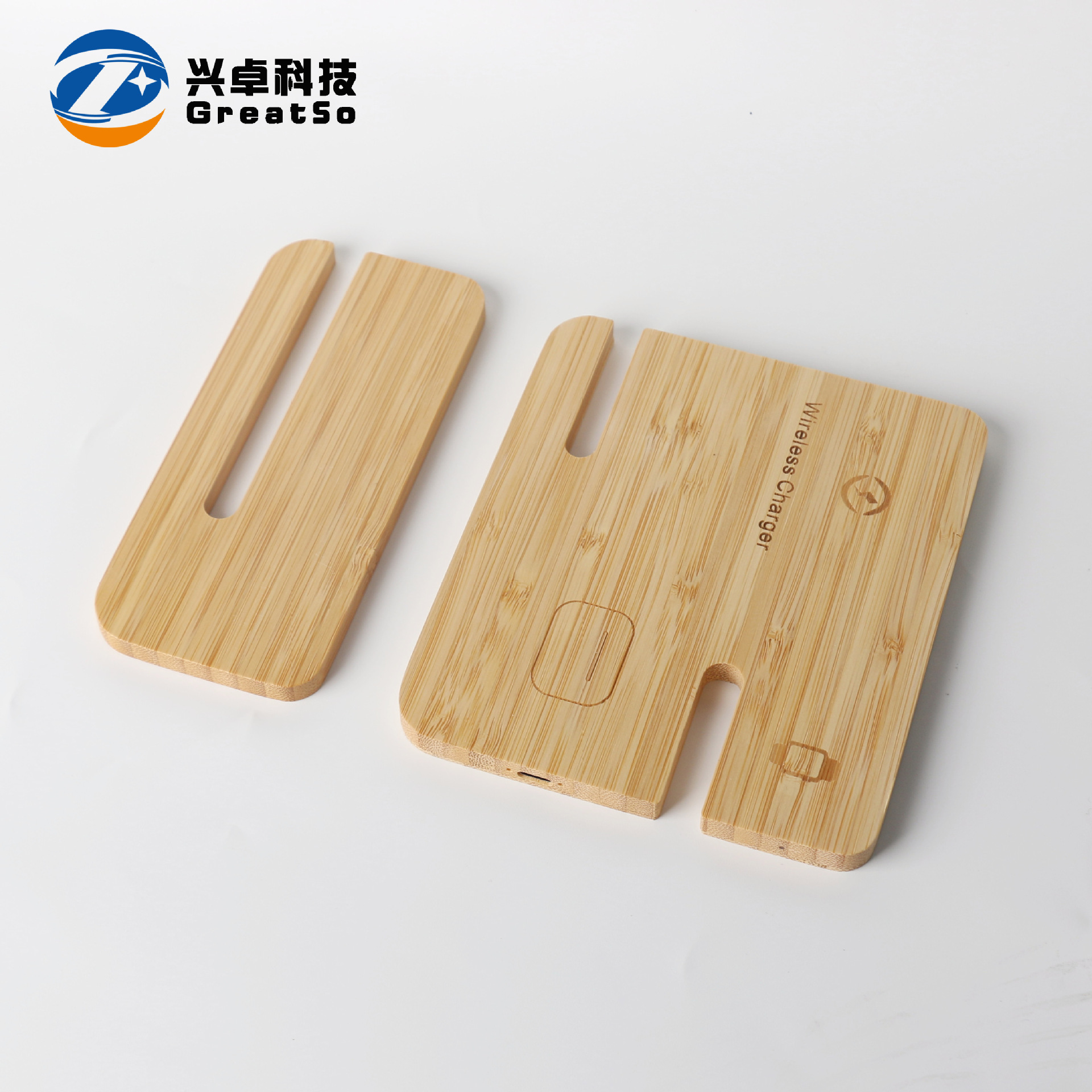 Vertical multi-function bamboo three-in-one wireless charger for phone watch earphone bamboo wood gift wireless charger